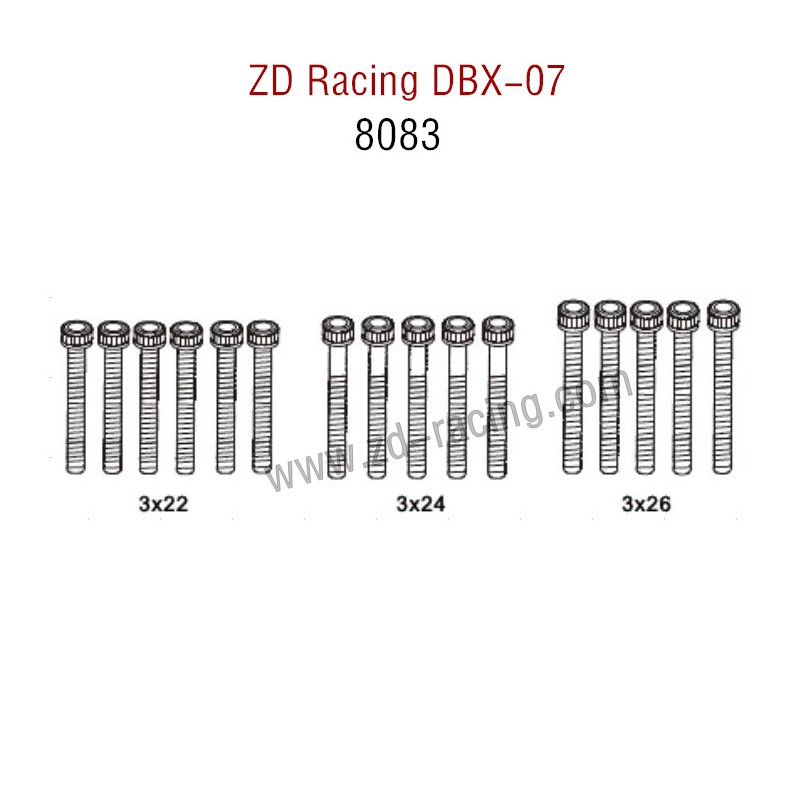 ZD Racing DBX 07 RC Car Parts Cap Screws 8083