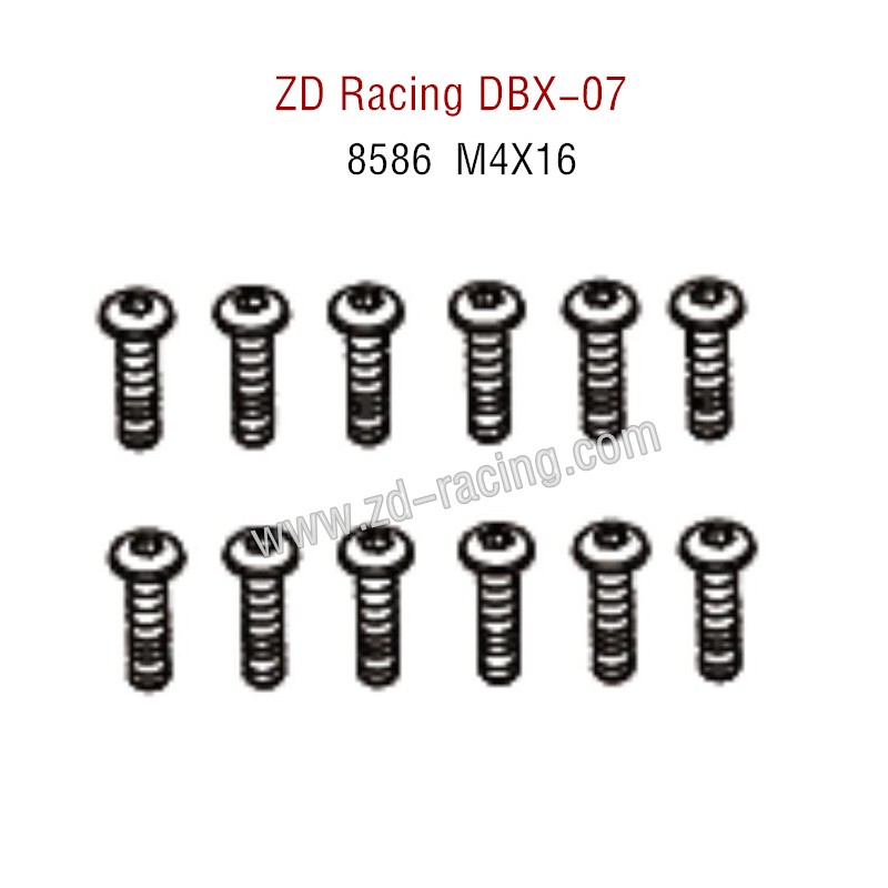 ZD Racing DBX 07 RC Car Parts Button Head Screws M4X16 8586