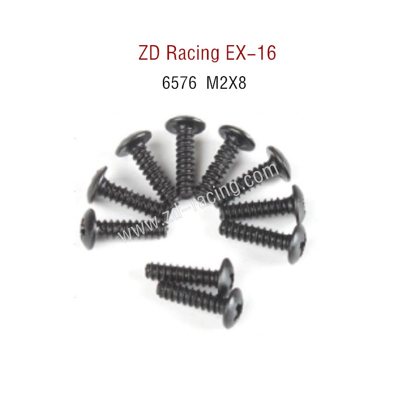 ZD Racing EX16 RC Touring Car Parts 6576 M2X8 Pan Selt tapping Screw Set