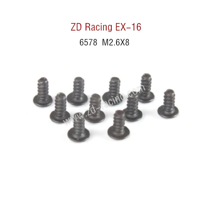 ZD Racing EX16 RC Touring Car Parts 6578 M2.6X6 Pan Self tapping Screw Set