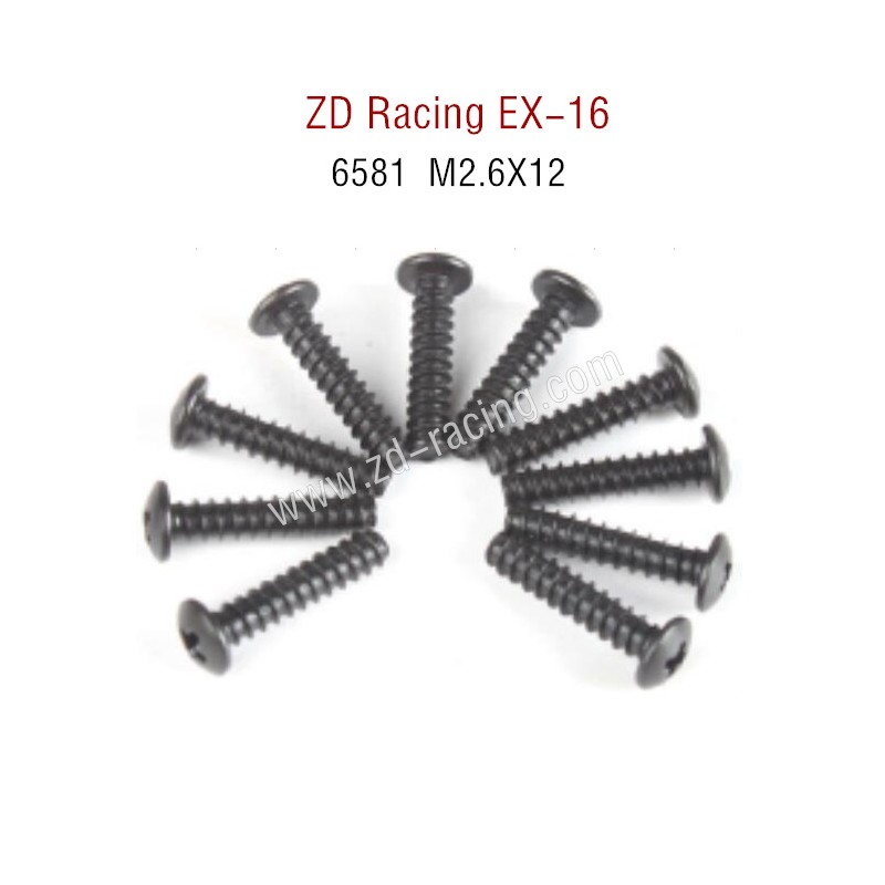 ZD Racing EX16 RC Touring Car Parts 6581 M2.6X12 Screw Set