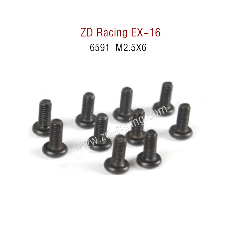 ZD Racing EX16 RC Touring Car Parts 6591 M2.5x6 Screws