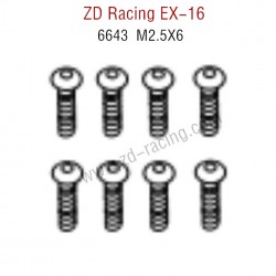 ZD Racing EX16 RC Touring Car Parts 6643 M2.5×6 Button Head Screw