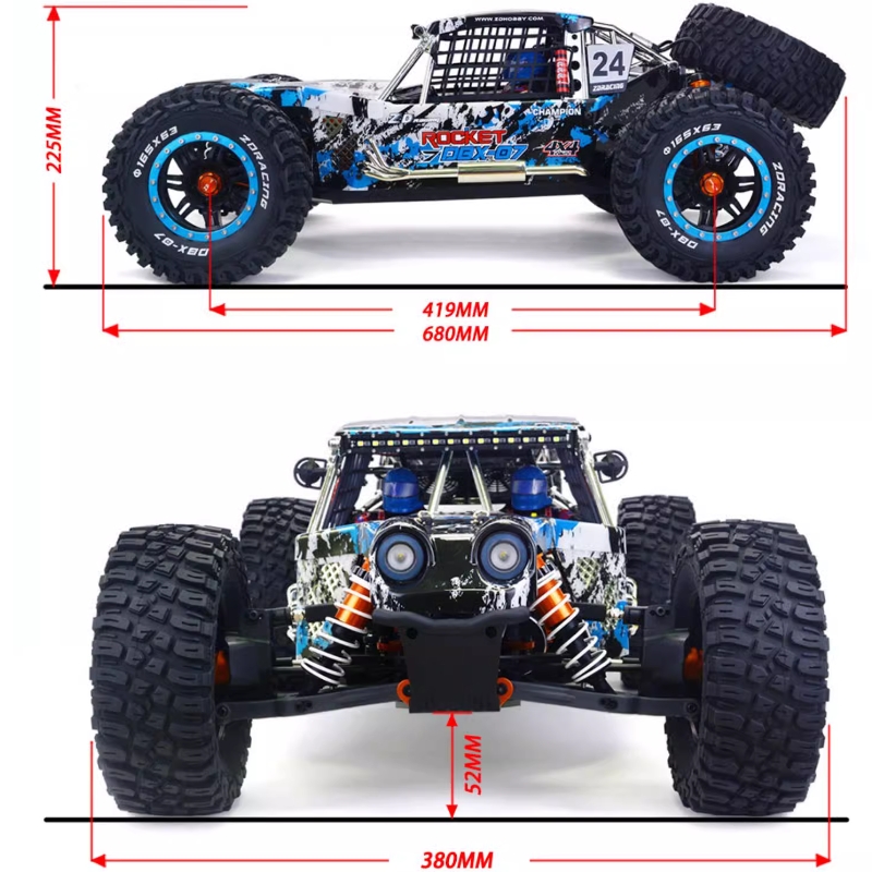 ZD Racing DBX 07 1/7 4WD 80km/h RC Racing Car size